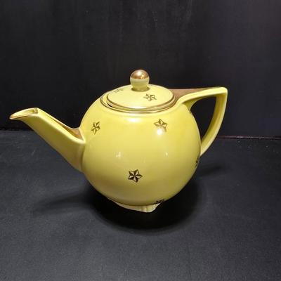 Vintage 1940's Hall Canary Yellow Tea Pot Art Deco Shape Teapot