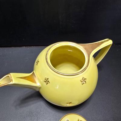 Vintage 1940's Hall Canary Yellow Tea Pot Art Deco Shape Teapot