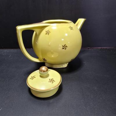 Vintage 1940's Hall Canary Yellow Tea Pot Art Deco Shape Teapot