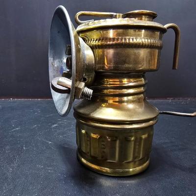 Vintage Shanklin Mfg. Brass Guy's Dropper Miner's Carbide Lamp with Reflector 1920's