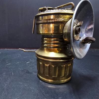 Vintage Shanklin Mfg. Brass Guy's Dropper Miner's Carbide Lamp with Reflector 1920's
