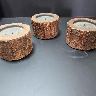 Antique wooden frame with T handle, Wood level and three candle holders