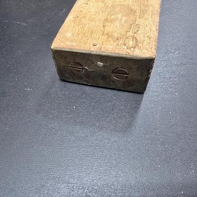 Antique wooden frame with T handle, Wood level and three candle holders