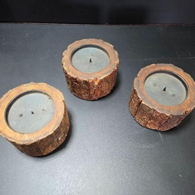 Antique wooden frame with T handle, Wood level and three candle holders