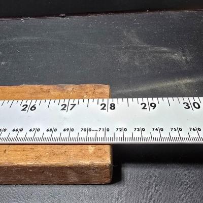 Antique wooden frame with T handle, Wood level and three candle holders