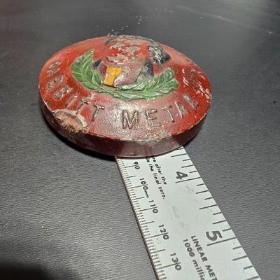 Neptune Meter Co Tribute water meter replica paperweight and a Babbitt metal /lead paperweight