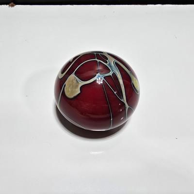 J Byron 1993 Signed vintage glass paperweight