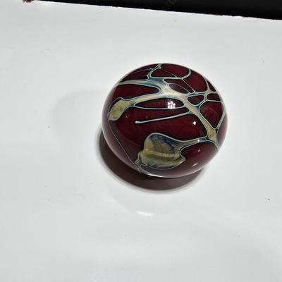 J Byron 1993 Signed vintage glass paperweight