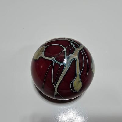 J Byron 1993 Signed vintage glass paperweight