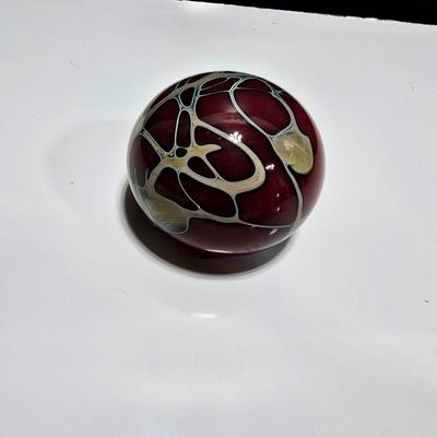 J Byron 1993 Signed vintage glass paperweight