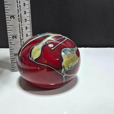 J Byron 1993 Signed vintage glass paperweight