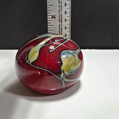 J Byron 1993 Signed vintage glass paperweight