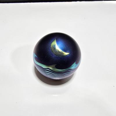 Steven Correia Crescent Moon Over Ocean 1988 Paperweight