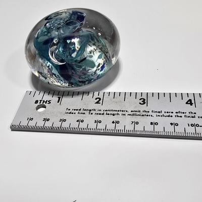 Two decorative glass paperweights - floral and art deco