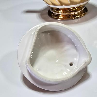 Vintage Sadler Swirl Gold Teapot White Leaf Design Made in England Numbered on base