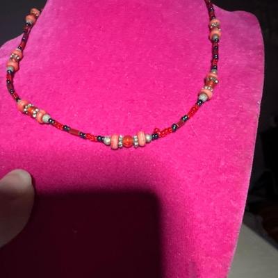 Red beaded necklace