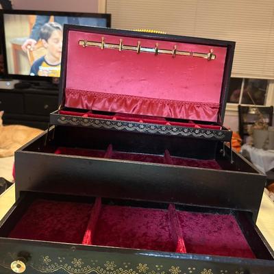 Black and gold toned jewelry box