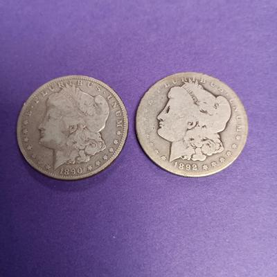 1890-CC & 1892-S MORGAN SILVER DOLLARS