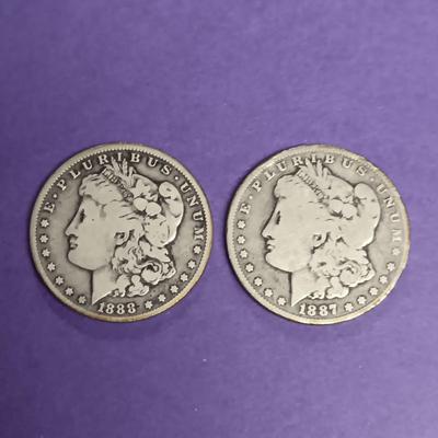 1887-O & 1888-O MORGAN SILVER DOLLARS