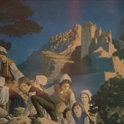 MAXFIELD PARRISH "THE PIED PIPER" 1909 PRINT EARLY 20TH CENTURY FRAME
