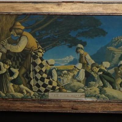 MAXFIELD PARRISH "THE PIED PIPER" 1909 PRINT EARLY 20TH CENTURY FRAME