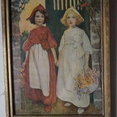 JESSIE WILCOX SMITH FAIRY TALES SERIES "SNOW WHITE & ROSE RED" EARLY 1900'S / ANTIQUE FRAME