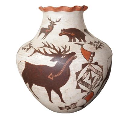 ACOMA PUEBLO VESSEL HAND CRAFT & DECORATED 11" - SIGNED M. ANTONI0