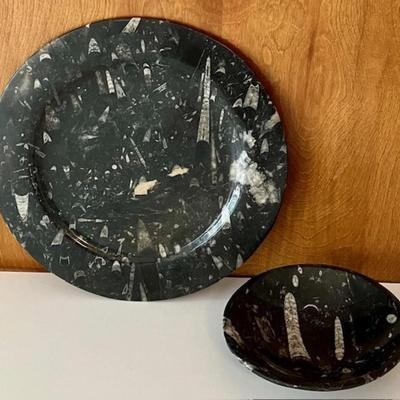 Fossil Platter And Bowl