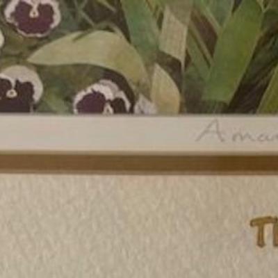 Iris Garden Butchart Gardens Framed Lithograph Signed By Artist Amanda Richardson