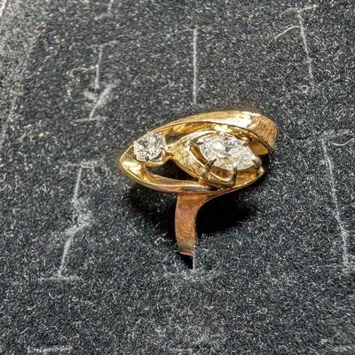Vintage 14K Diamond Cocktail Ring