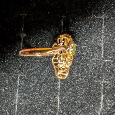 14K Gold Diamond Peridot Ring