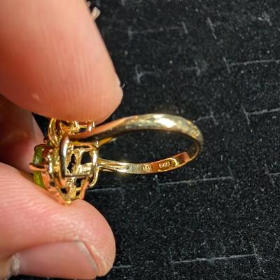 14K Gold Diamond Peridot Ring