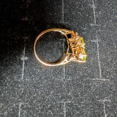 14K Gold Diamond Peridot Ring