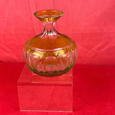Lot A 507 Lenox Green Crystal Bohemian 5” Vase NEW