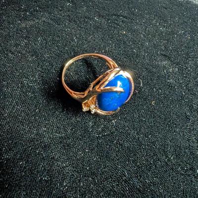 Lapis 14K Gold Diamond Ring