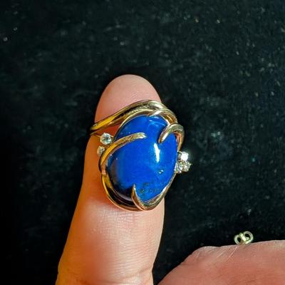 Lapis 14K Gold Diamond Ring