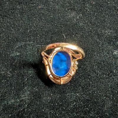Lapis 14K Gold Diamond Ring