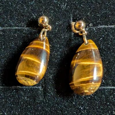 Tiger Eye 14K Teardrop Earrings