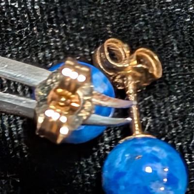 14K Lapis Stud Earrings