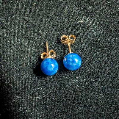 14K Lapis Stud Earrings