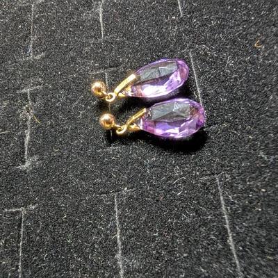 14K Amethyst Teardrop Earrings