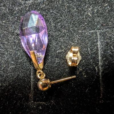 14K Amethyst Teardrop Earrings