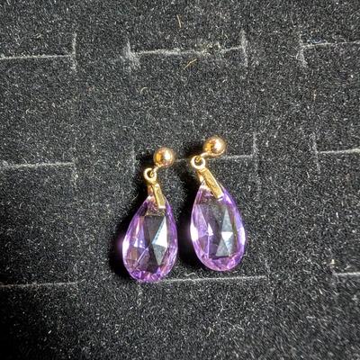 14K Amethyst Teardrop Earrings