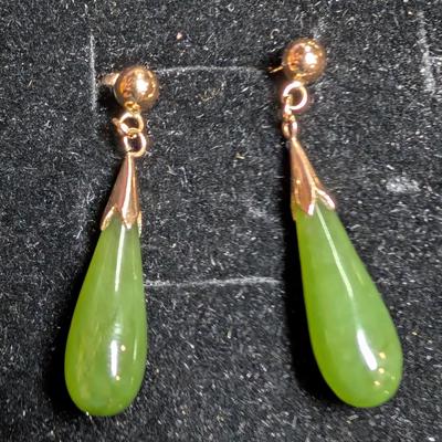 14K Jade Teardrop Earrings