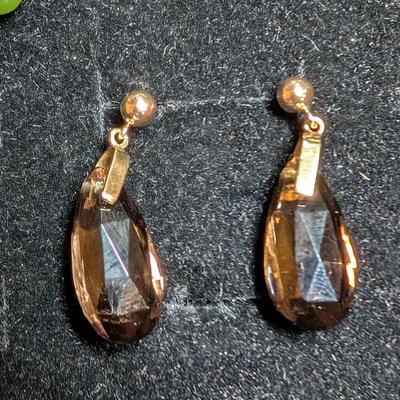 14K Brown Topaz Teardrop Earrings