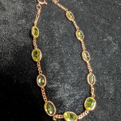 14K Peridot Colored Bracelet