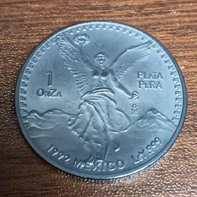 1947 CINCO PESOS .900 SILVER & 1992 MEXICO .999 PLATA PURA COIN
