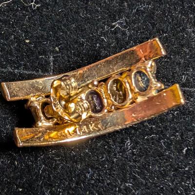 14K Multi Stone Crescent Earrings