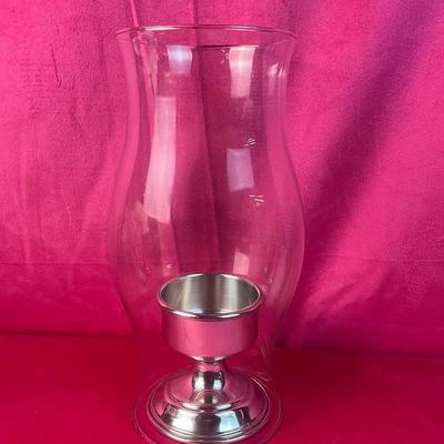 Lot A 526 Pewter Candlestick and Hurricane Lot