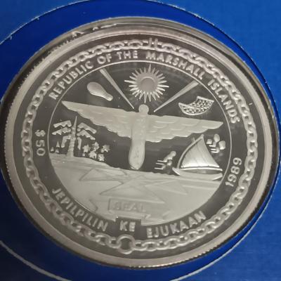 .999 SILVER "FIRST MEN ON THE MOON" $50 DOLLAR COIN AND FIRST DAY ISSUE